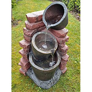 Pondkraft Solar Rustic Brick Cascading Jugs Water Feature