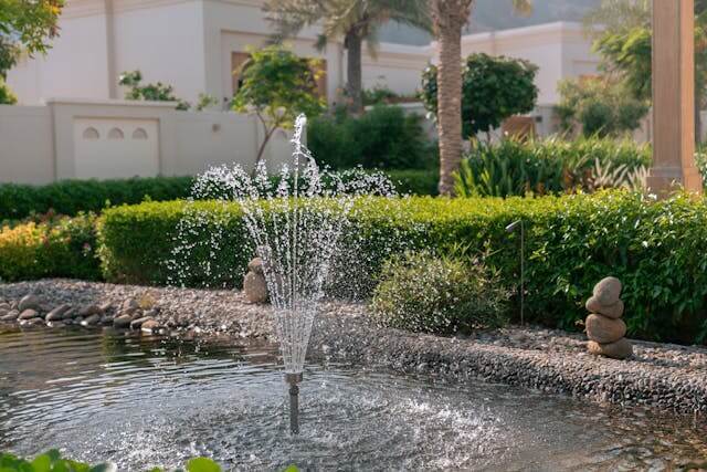 Water feature in garden pond